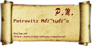 Petrovitz Mátyás névjegykártya